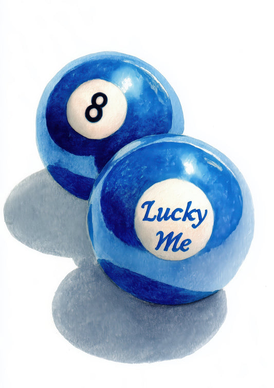 Lucky Me 8-Ball Print, Retro Wall Art