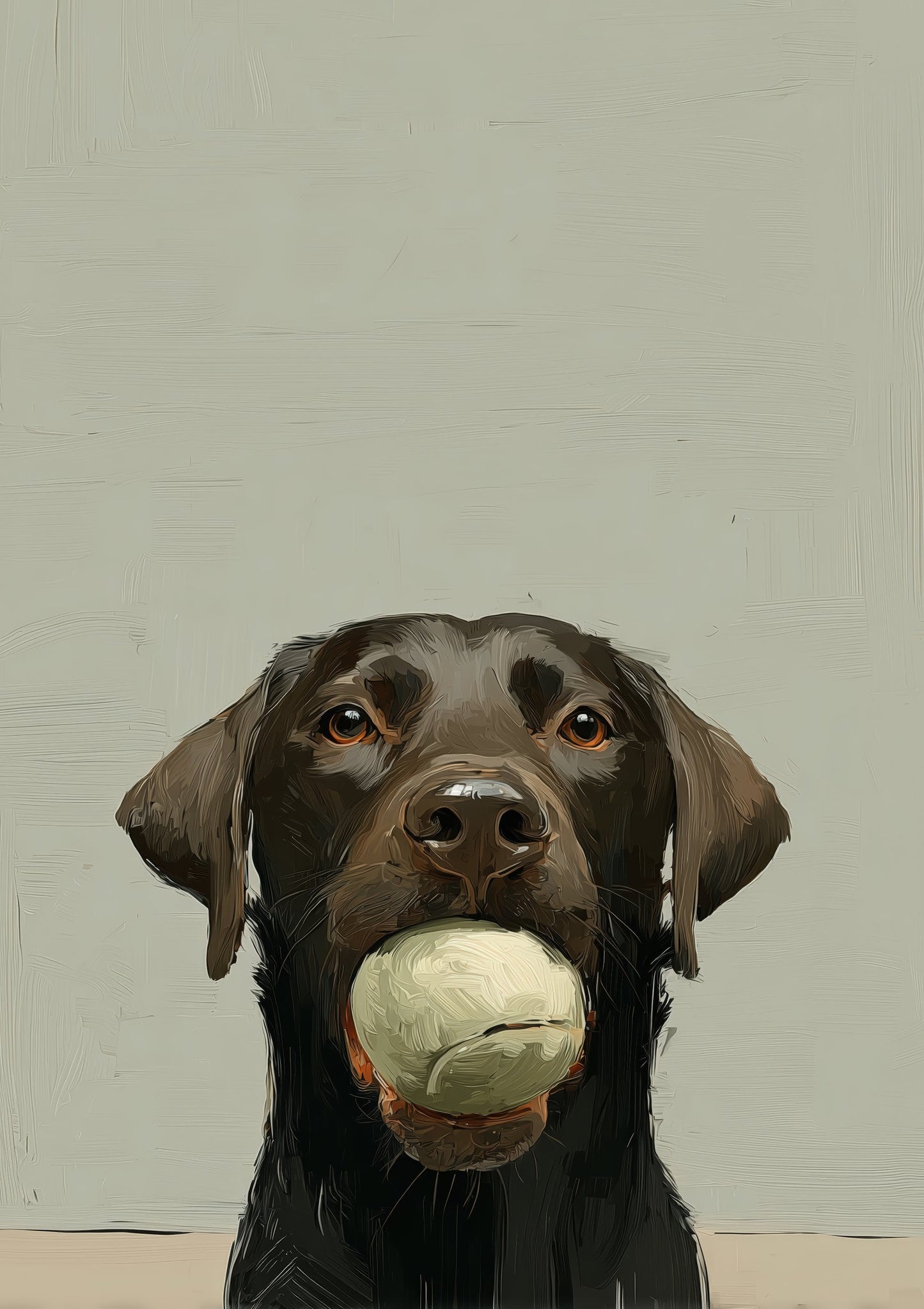 Labrador with a Ball Print, Funny Dog Wall Art