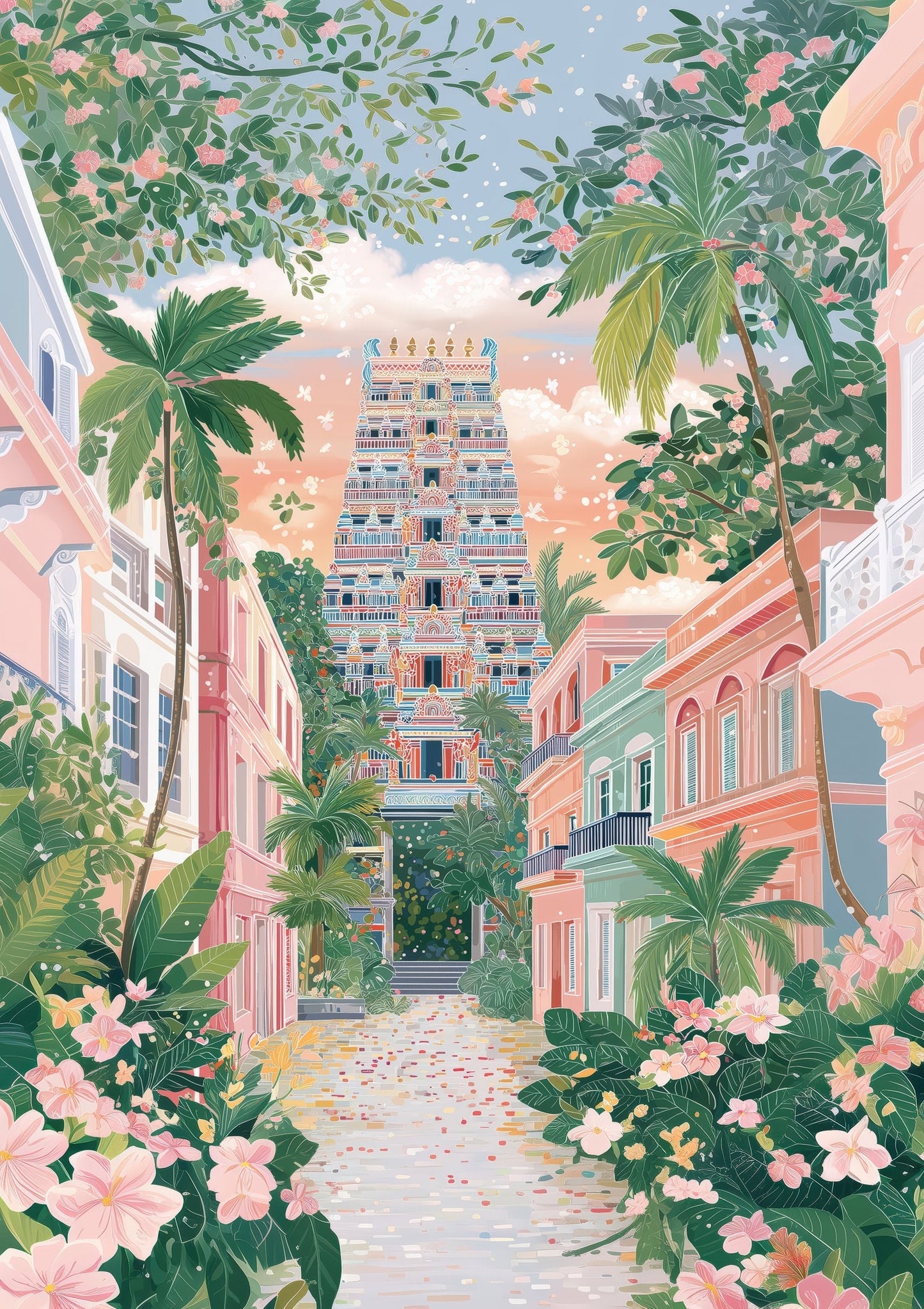 Palm City Print, Tropical Travel Wall Art