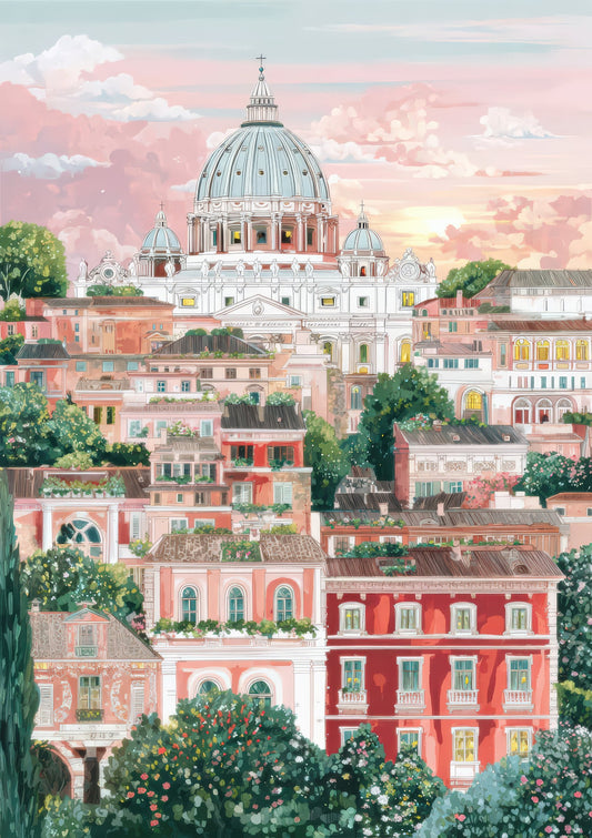 Rome Rooftops Print, Travel Wall Art