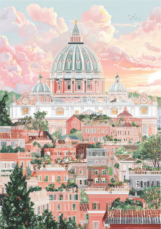 Rome Skyline Print, Travel Wall Art