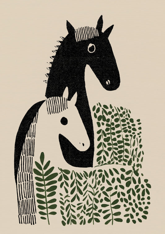 Folk Horse Print, Animal Wall Art