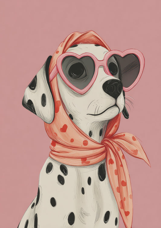 Dalmatian in Sunglasses Print, Funny Dog Wall Art
