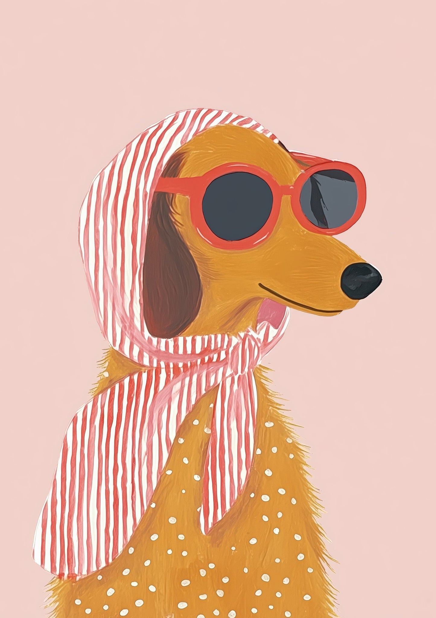 Dachshund in a Headscarf Print, Funny Dog Wall Art