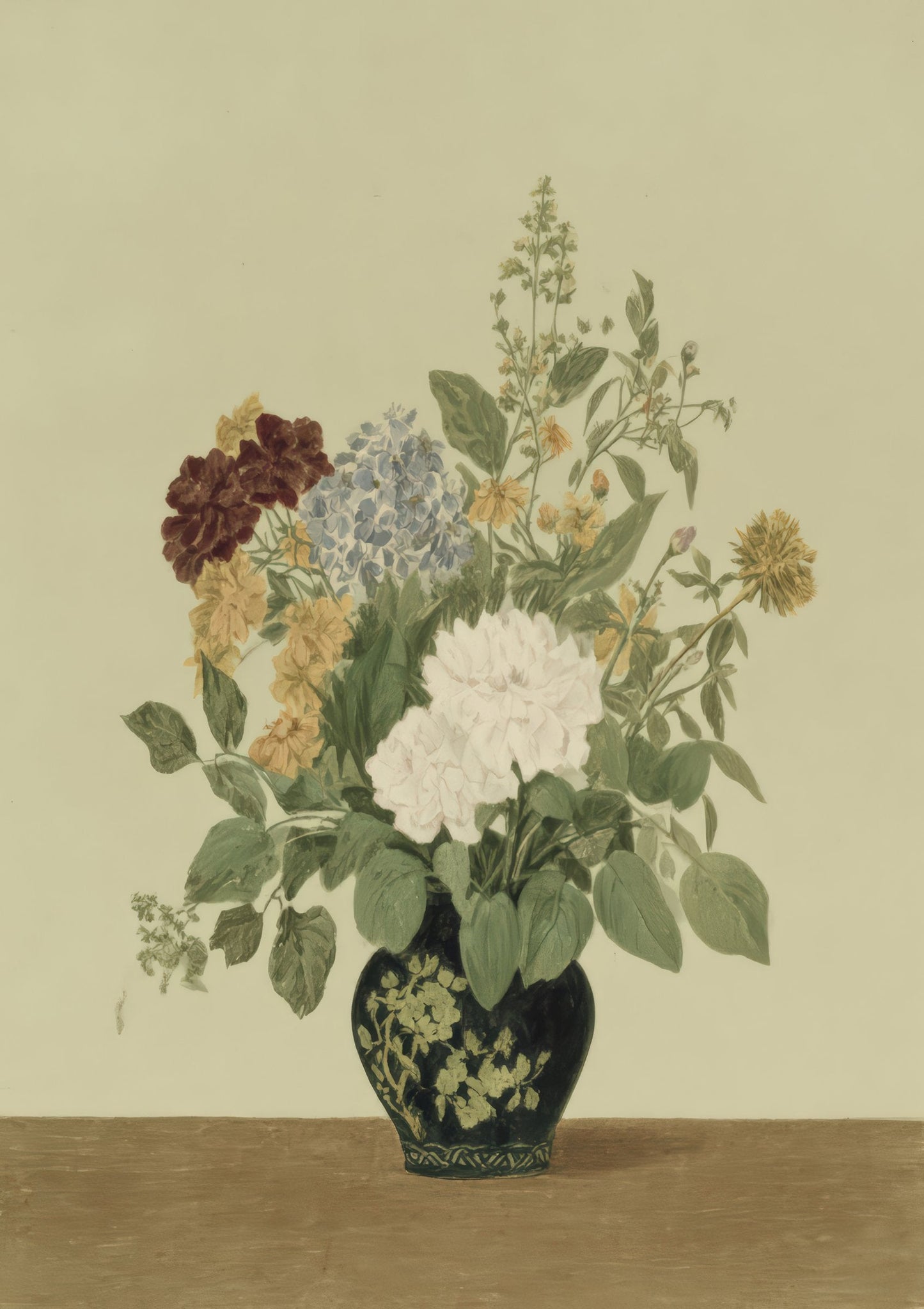 Vintage Floral Still Life Print, Botanical Wall Art