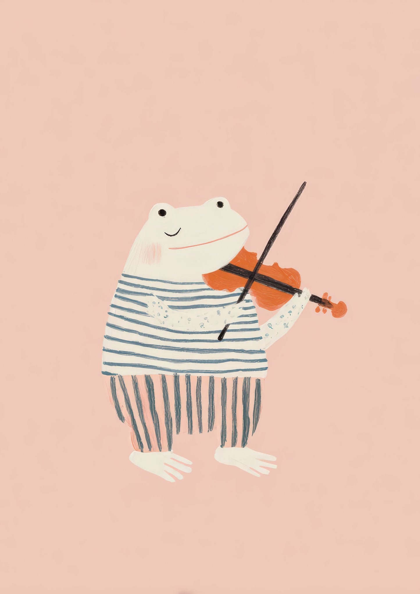 Frog Playing Violin Print, Whimsical Nursery Wall Art