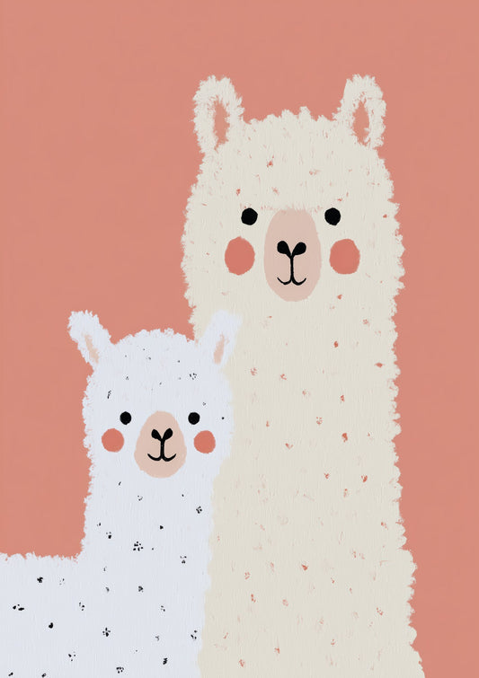 Alpaca and Baby Print, Nursery Animal Wall Art