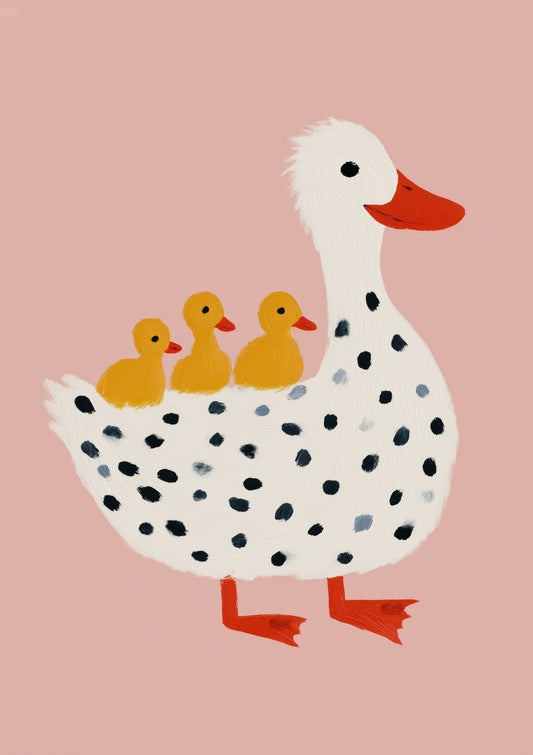Duck and Ducklings Print, Nursery Wall Art