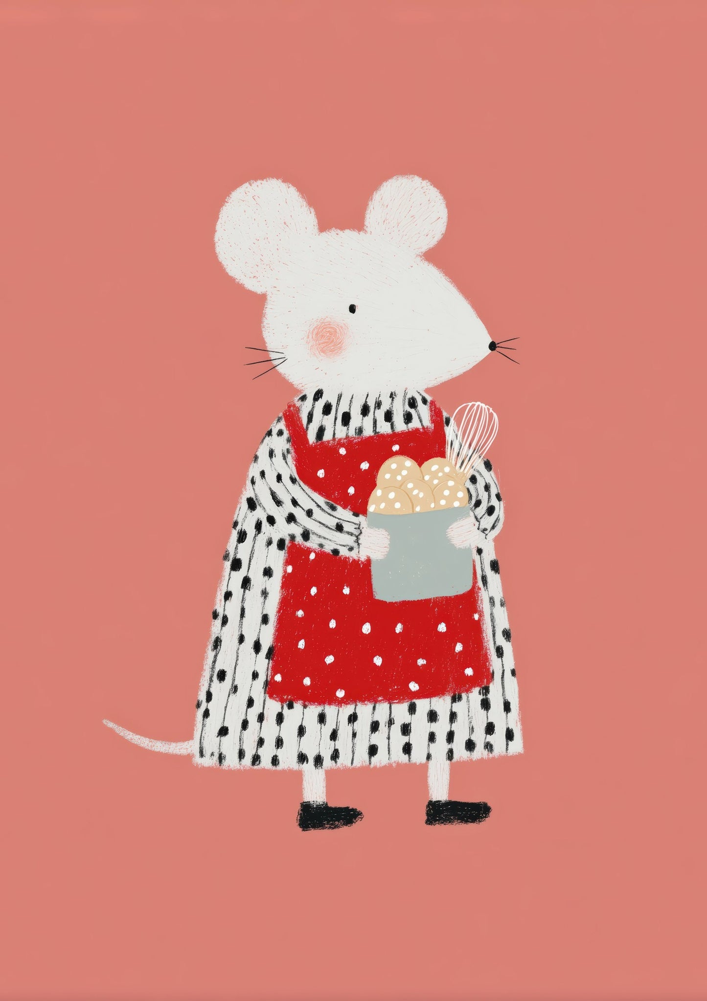 Mouse in a Dress Print, Folk Nursery Wall Art
