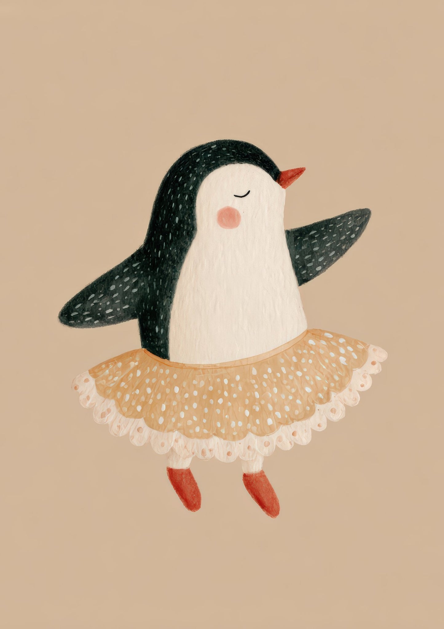 Penguin Ballerina Print, Nursery Wall Art