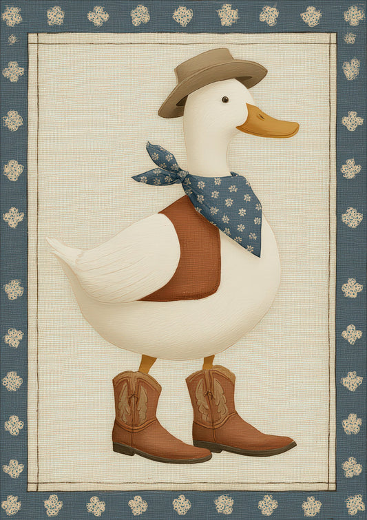 Cowboy Duck Print, Western Kids Wall Art