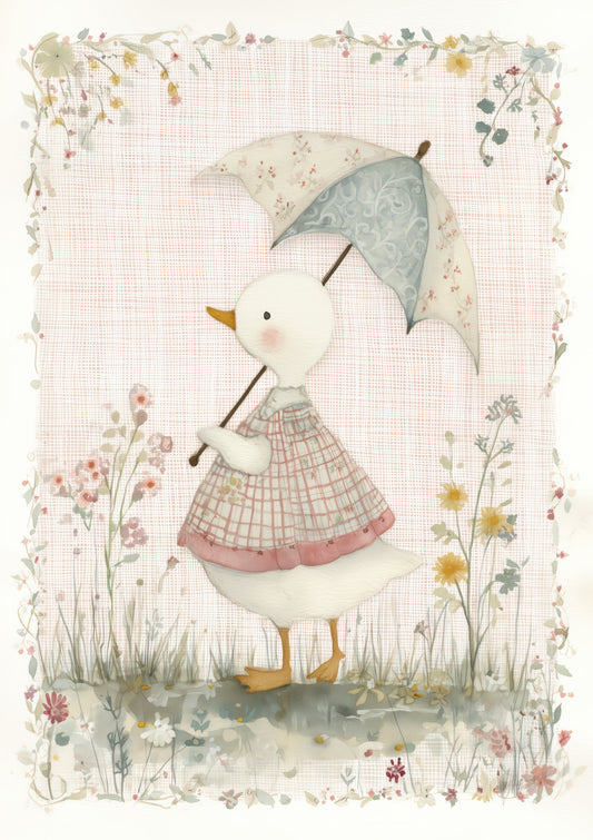 Girl with an Umbrella Print, Vintage Nursery Wall Art