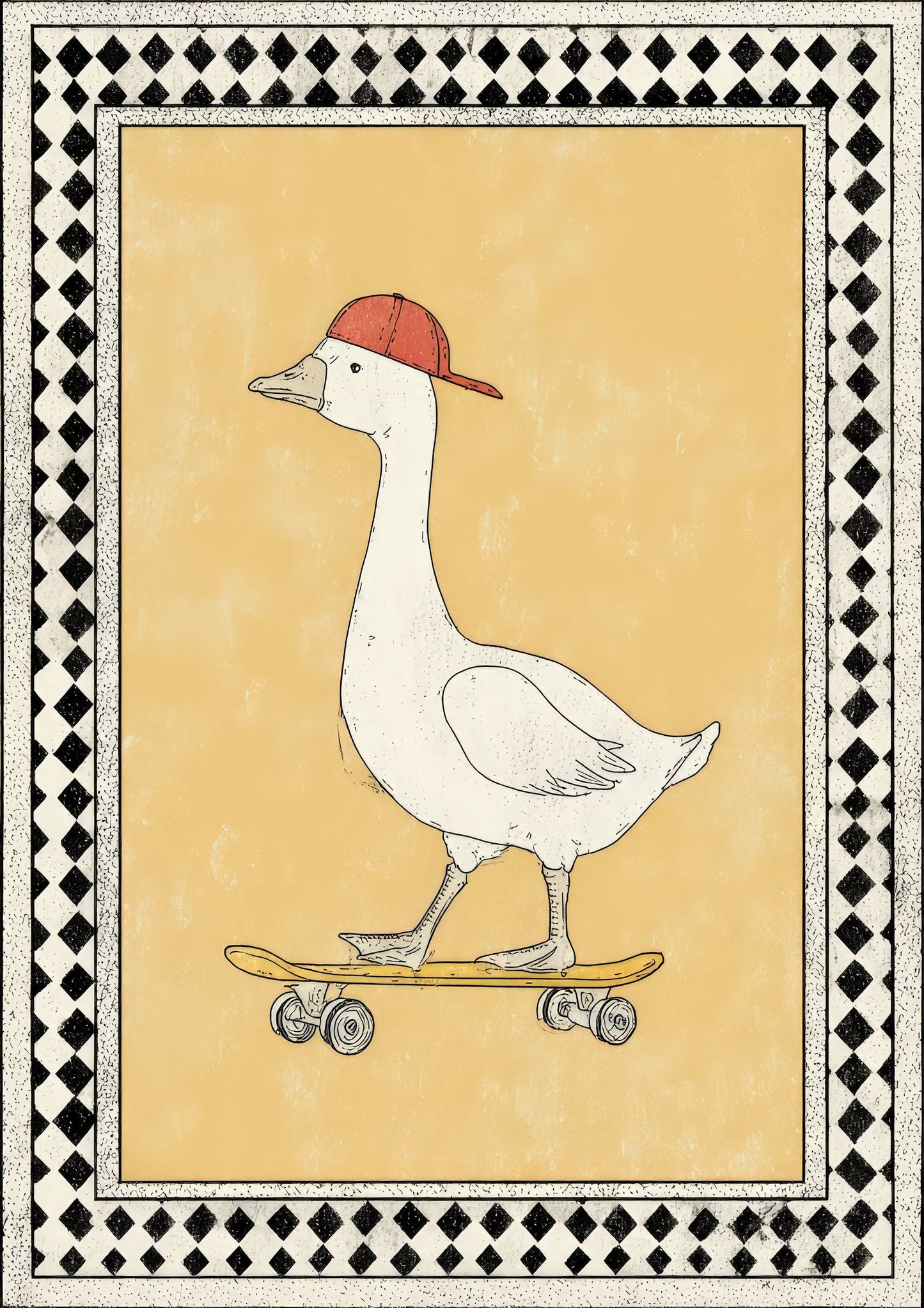 Skateboarding Goose Print, Fun Kids Wall Art