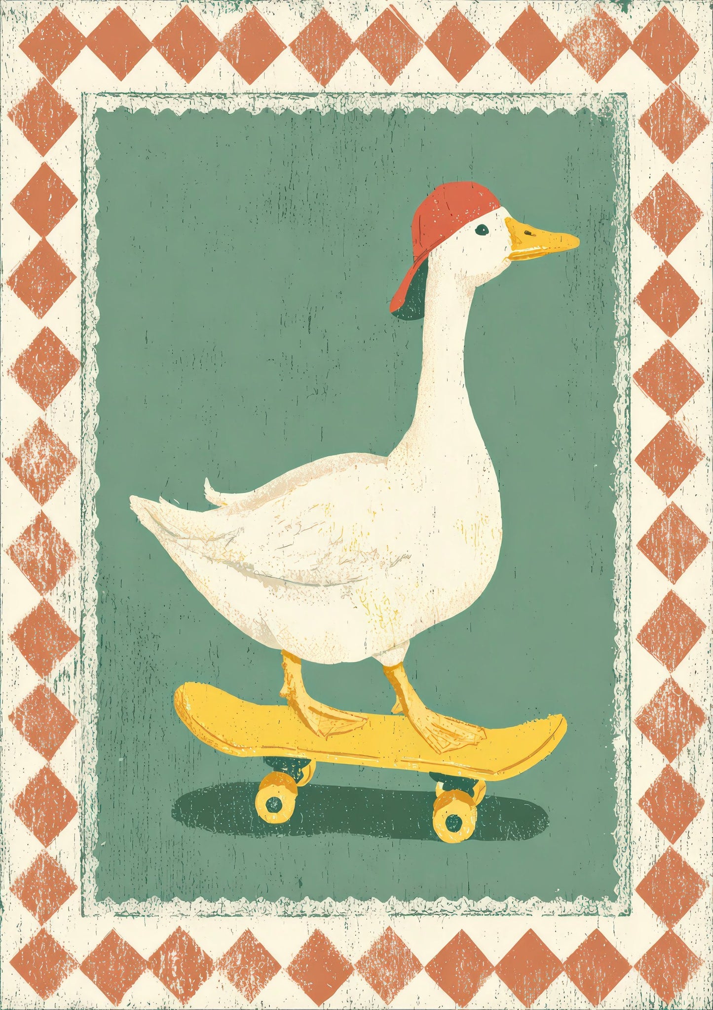 Skateboard Goose Print, Kids Wall Art