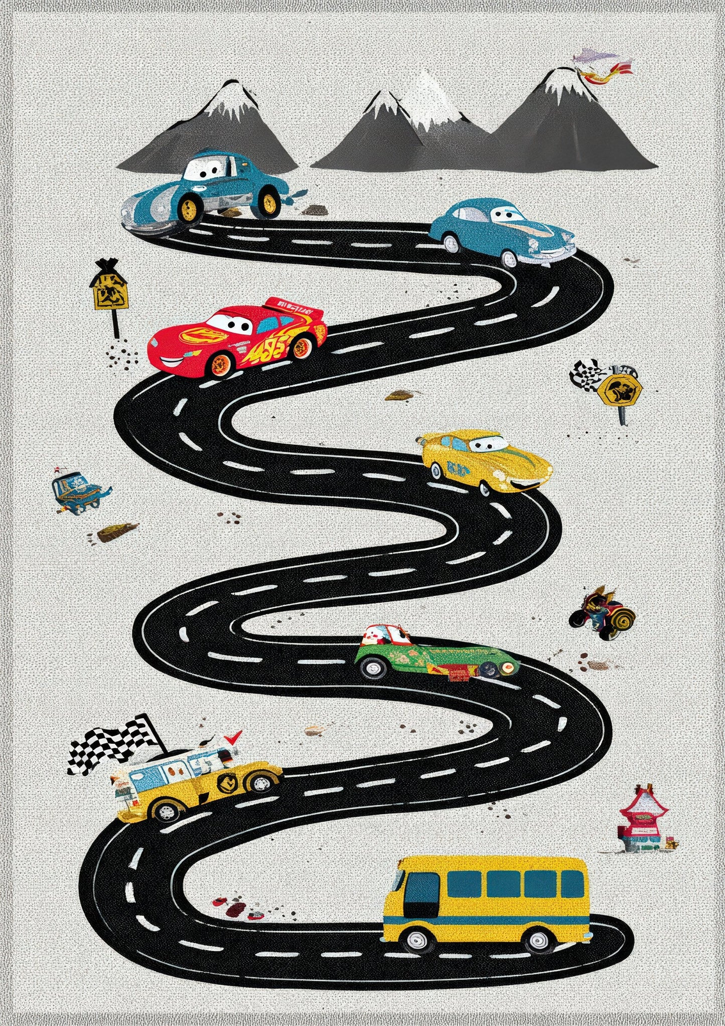 Road Map Print, Kids Cars Wall Art