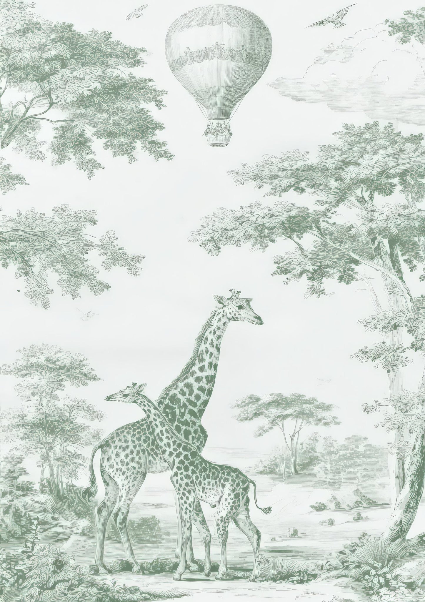 Giraffe Toile Print, Nursery Wall Art