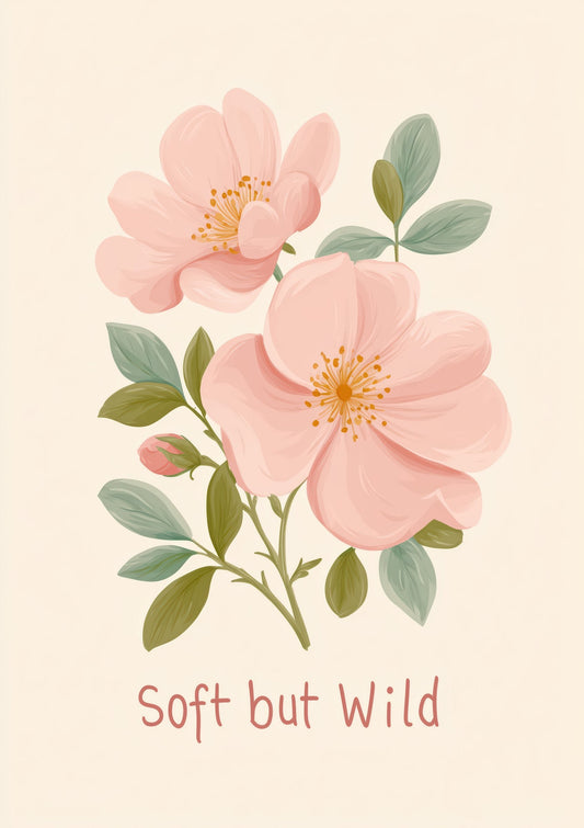 Soft But Wild Print, Floral Affirmation Wall Art