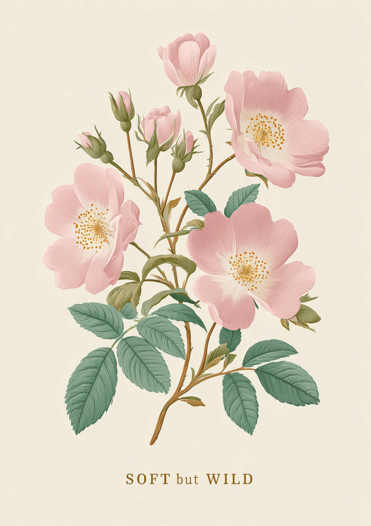 Wild Rose Print, Soft But Wild Wall Art