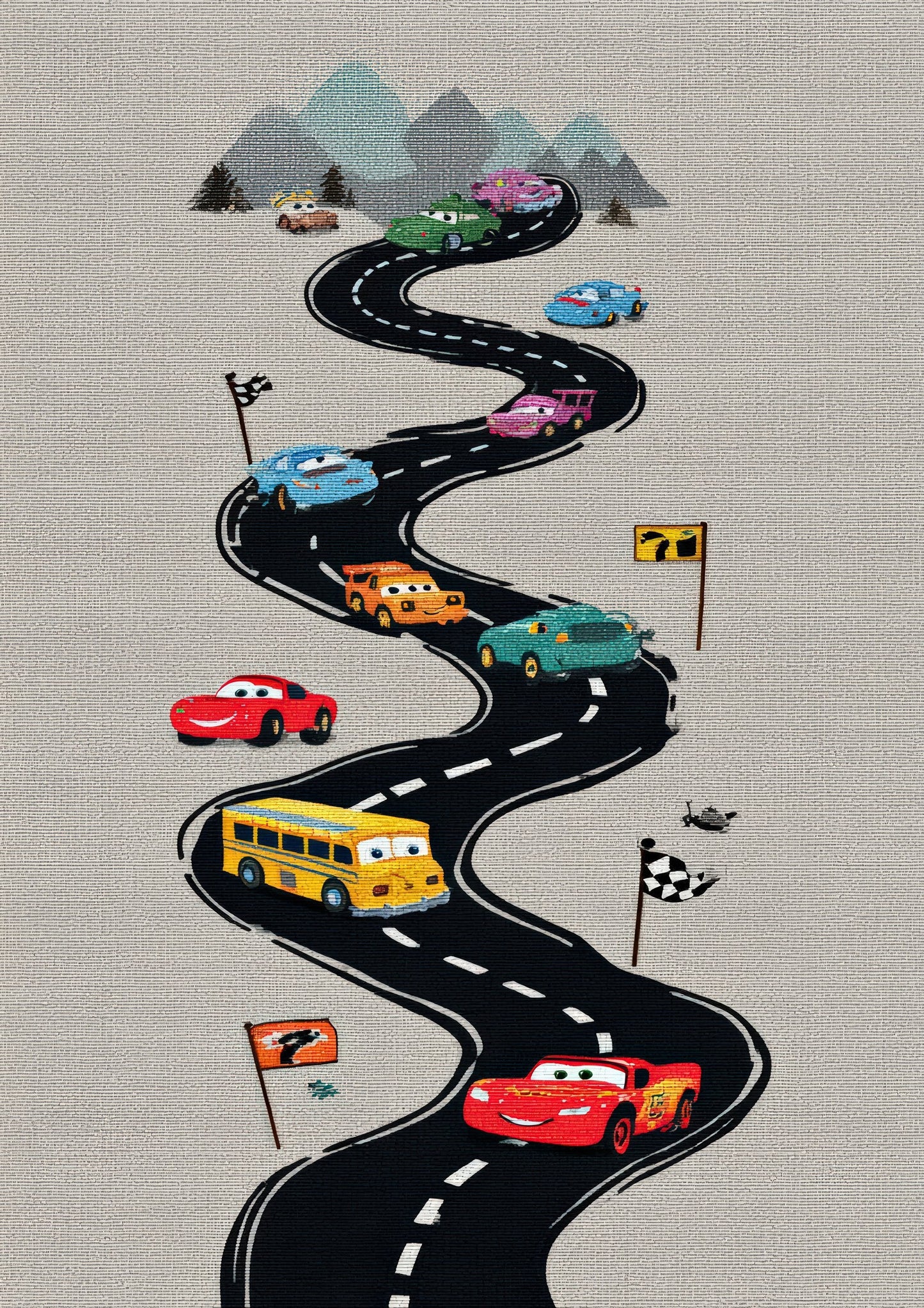 Winding Road Print, Kids Cars Wall Art
