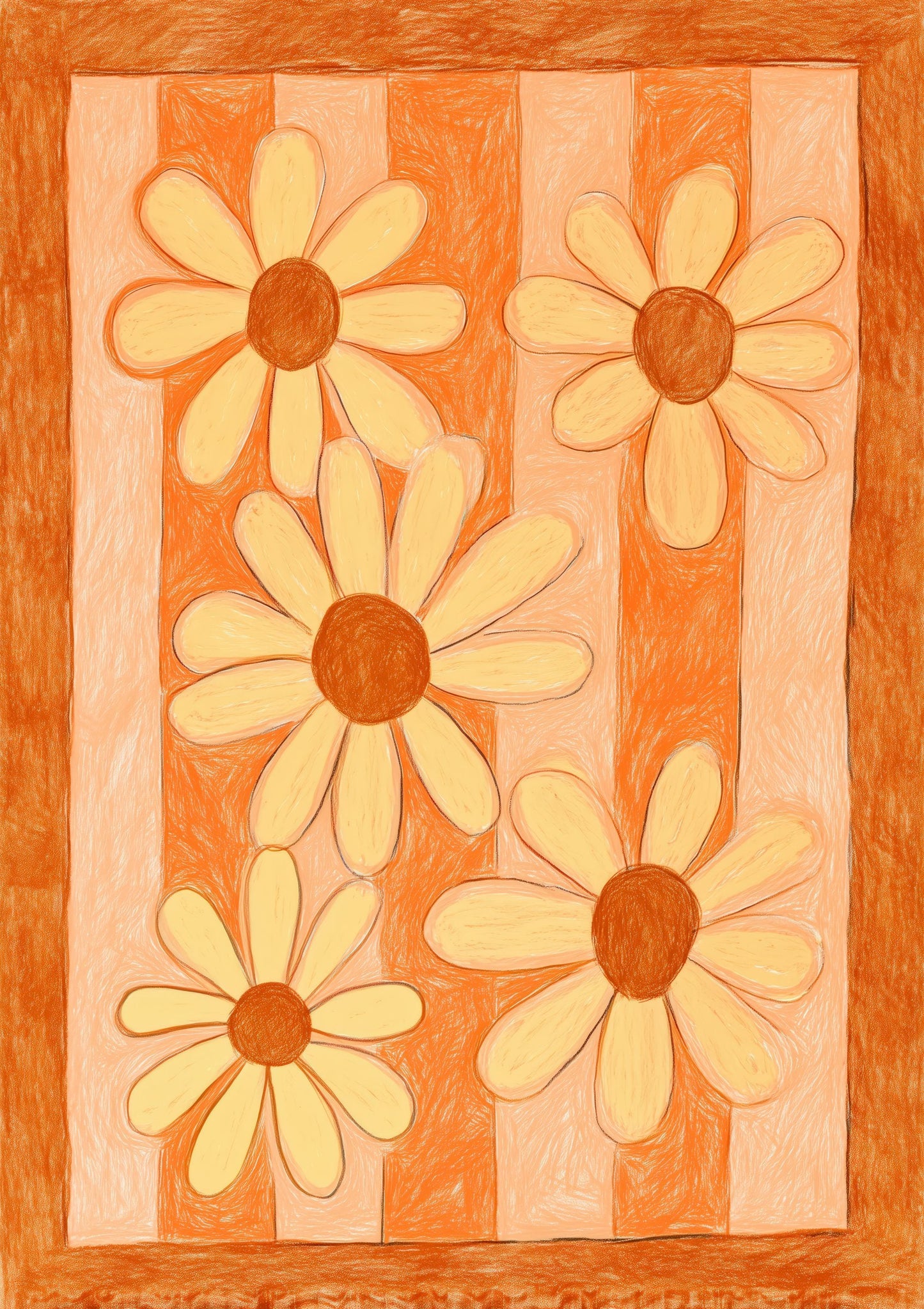 Daisy Pattern Print, Retro Nursery Wall Art