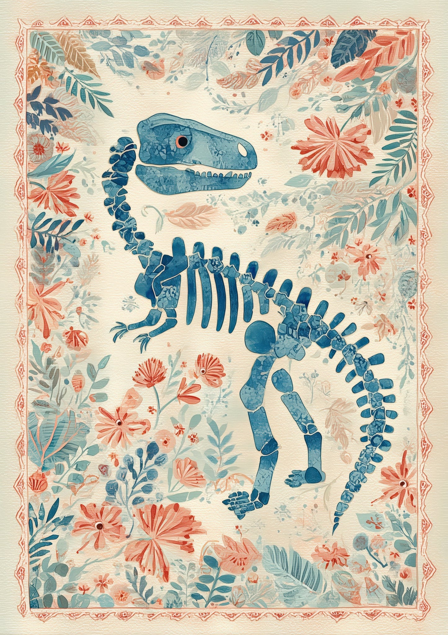 Folk Dinosaur Print, Nursery Wall Art