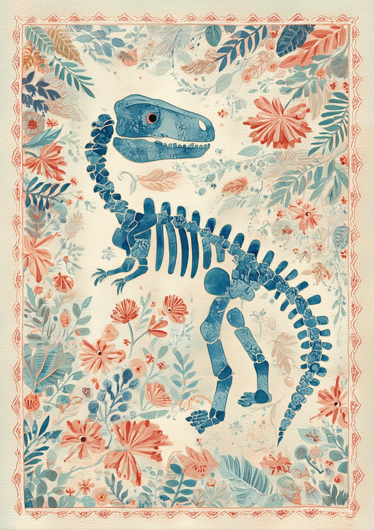 Folk Dinosaur Print, Nursery Wall Art