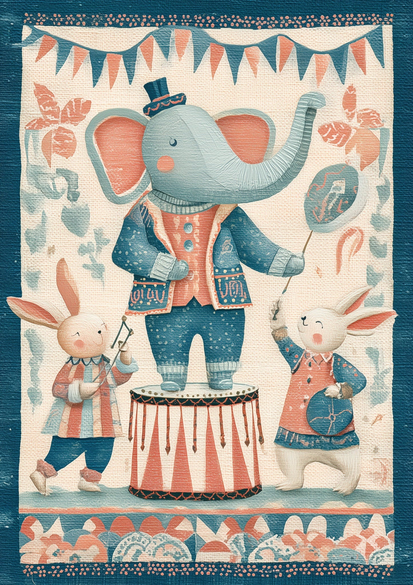 Folk Circus Elephant Print, Nursery Wall Art