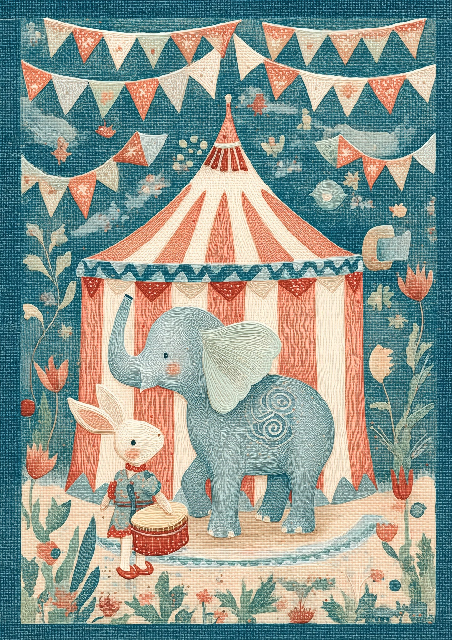 Folk Circus Print, Nursery Wall Art
