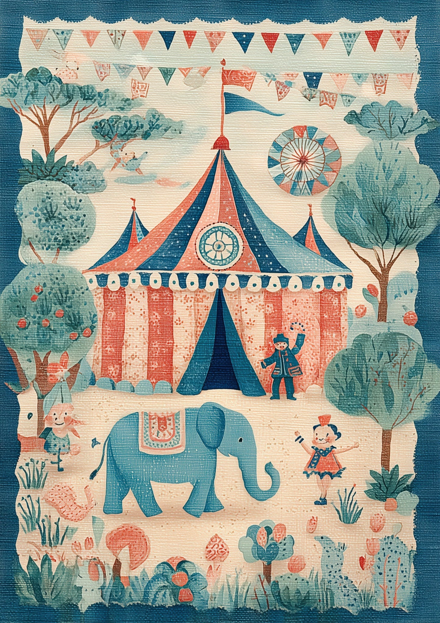 Folk Circus Tent Print, Nursery Wall Art
