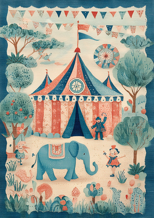 Folk Circus Tent Print, Nursery Wall Art