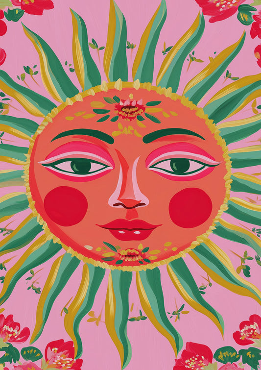 Folk Sun Print, Bold Nursery Wall Art