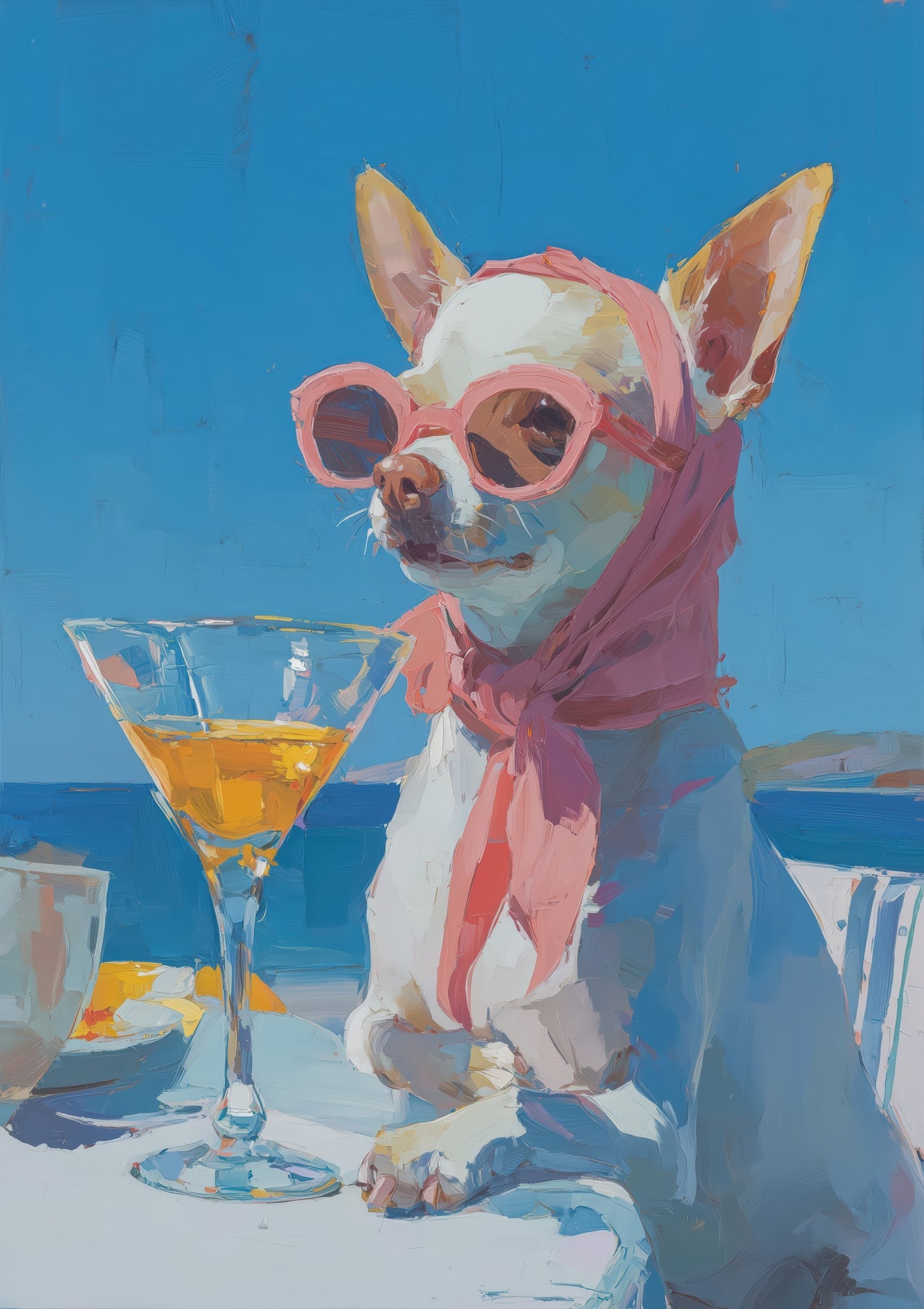 Chihuahua with a Martini Print, Funny Dog Wall Art