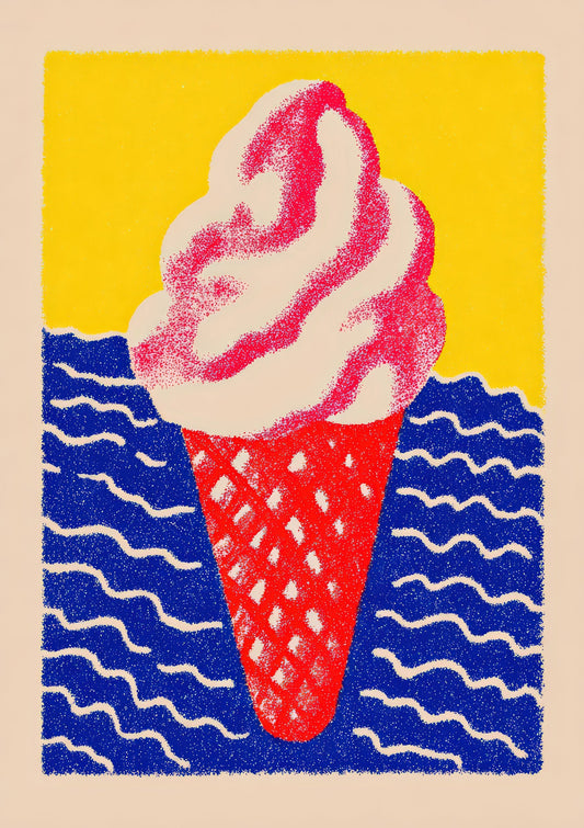 Psychedelic Ice Cream Print, Retro Food Wall Art