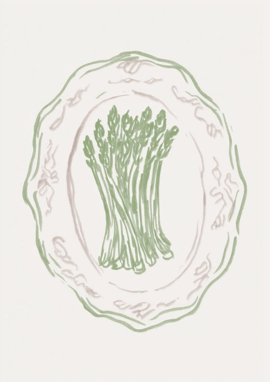 Asparagus Print, Minimalist Kitchen Wall Art