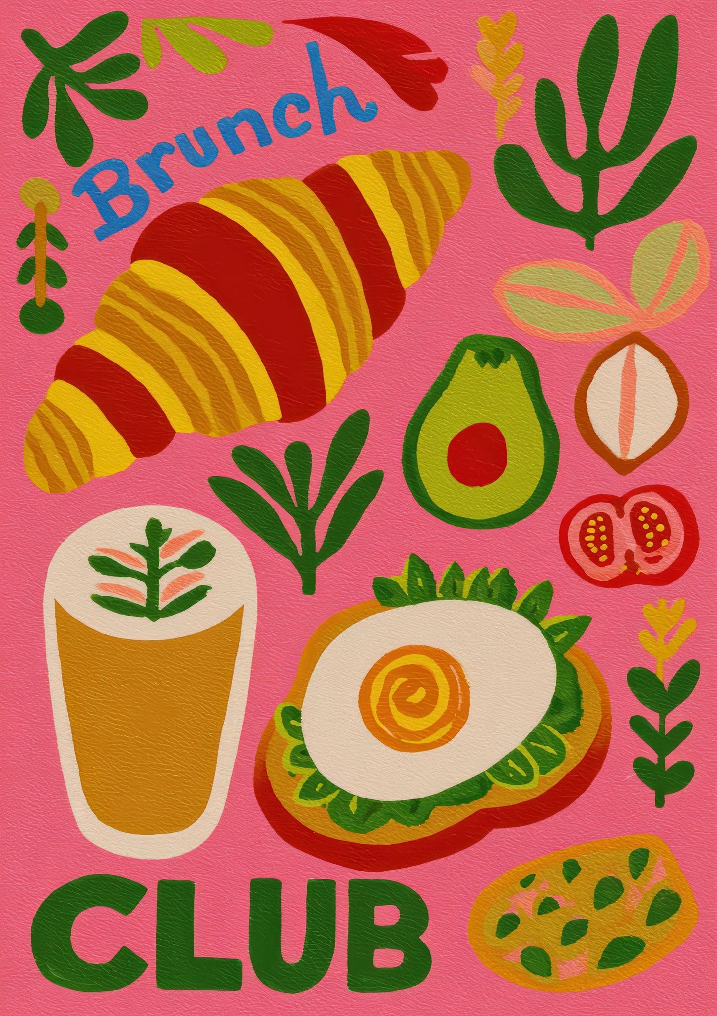 Brunch Club Print, Avocado Quote Wall Art