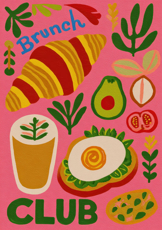 Brunch Club Print, Avocado Quote Wall Art