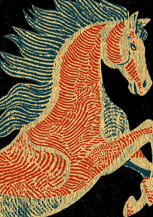 Year of the Horse Linocut Print, Bold Animal Wall Art