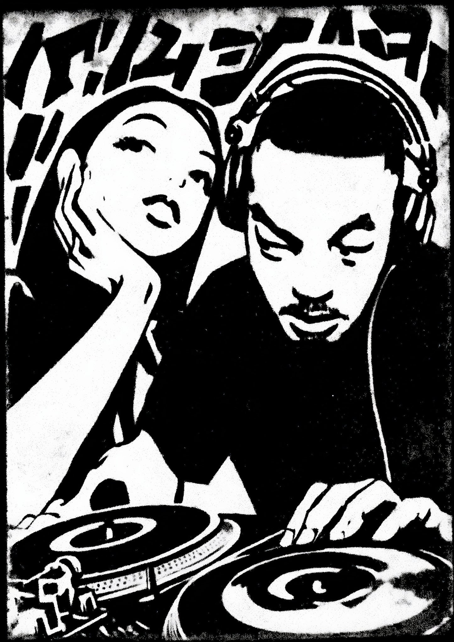 Hip-Hop Zine Print, Y2K Monochrome Wall Art