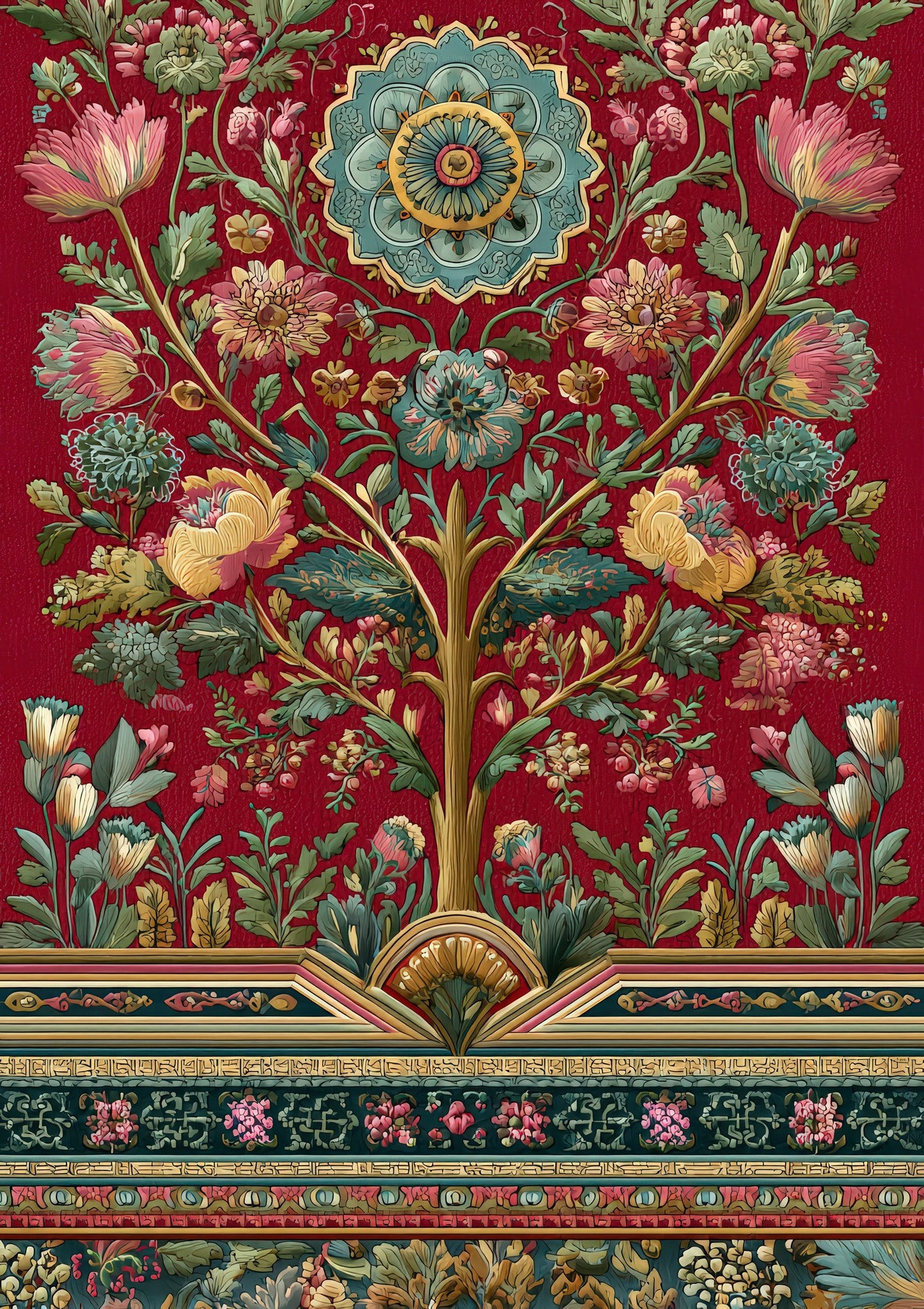 Suzani Tapestry Print, Bohemian Floral Wall Art