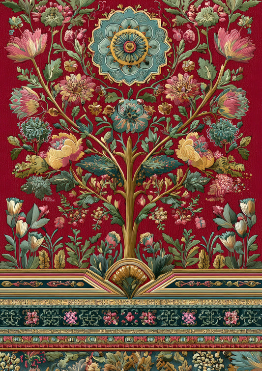 Suzani Tapestry Print, Bohemian Floral Wall Art