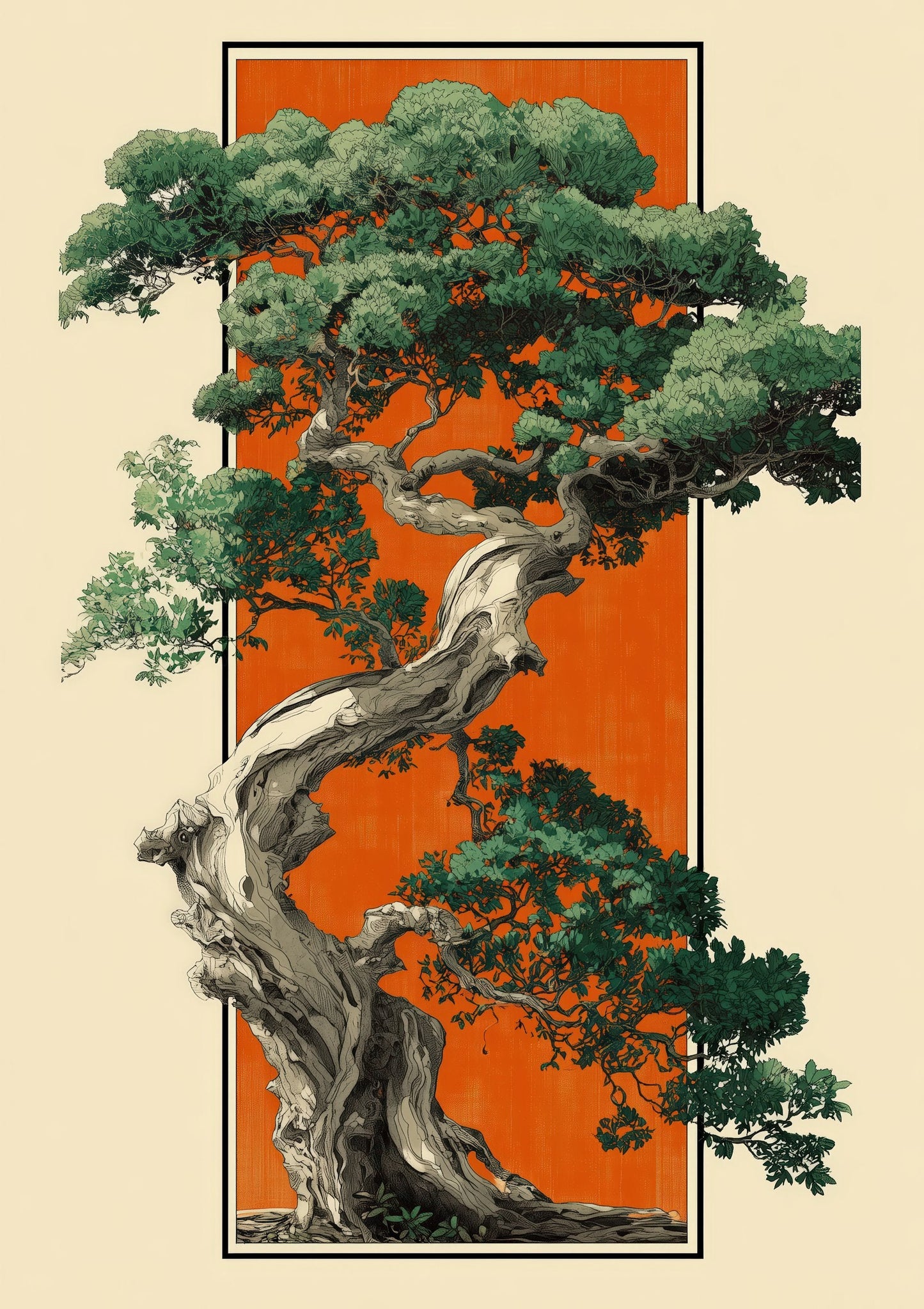 Bonsai Tree Print, Japandi Botanical Wall Art