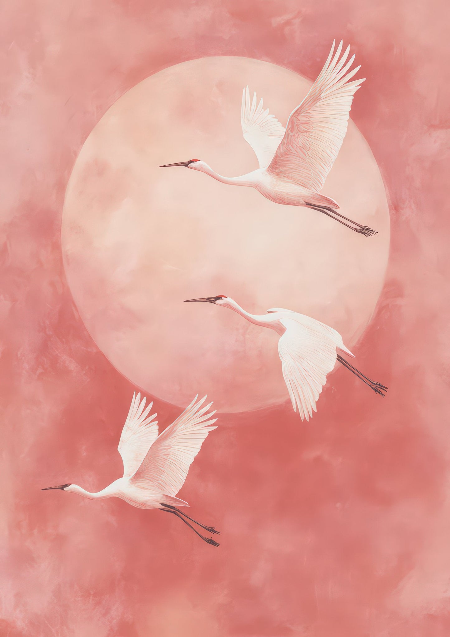 Moon Gazing Hare Print, Pink Minimalist Wall Art