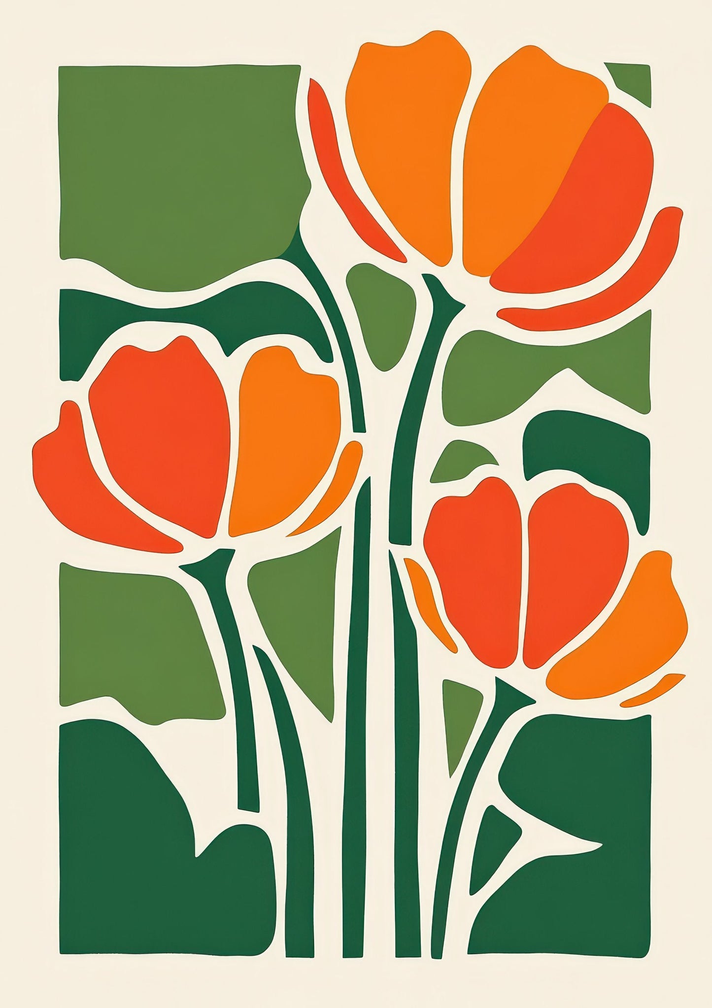 Graphic Tulips Print, Bold Floral Wall Art