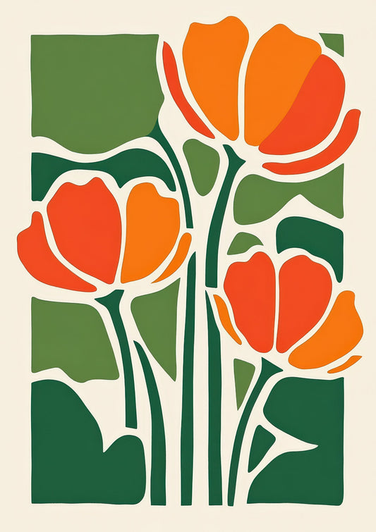Graphic Tulips Print, Bold Floral Wall Art