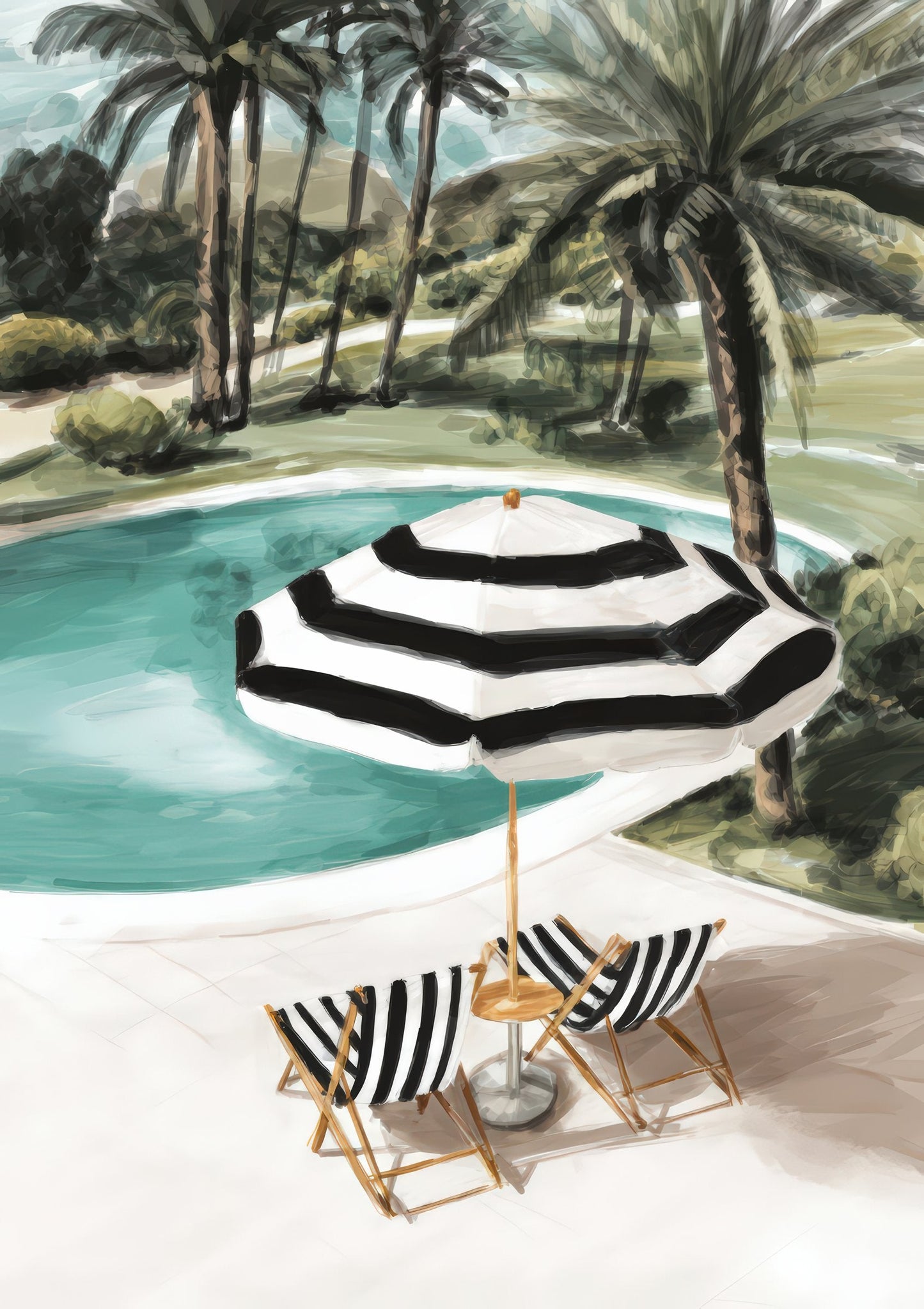 Poolside Print, Retro Summer Wall Art