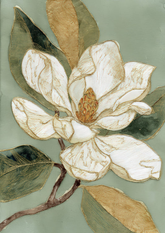 Magnolia Bloom Print, Soft Floral Wall Art
