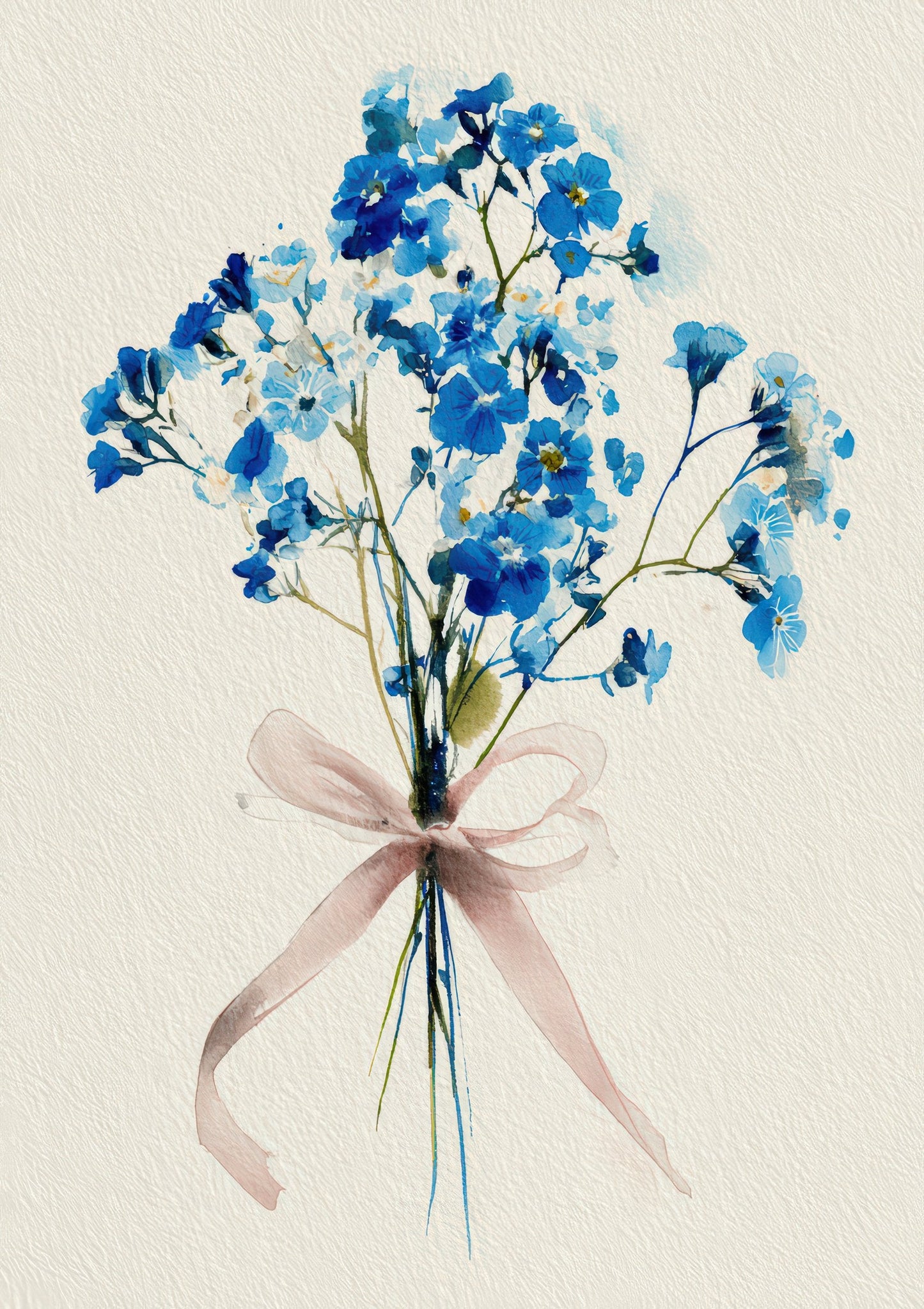 Forget-Me-Not Posy Print, Blue Floral Wall Art