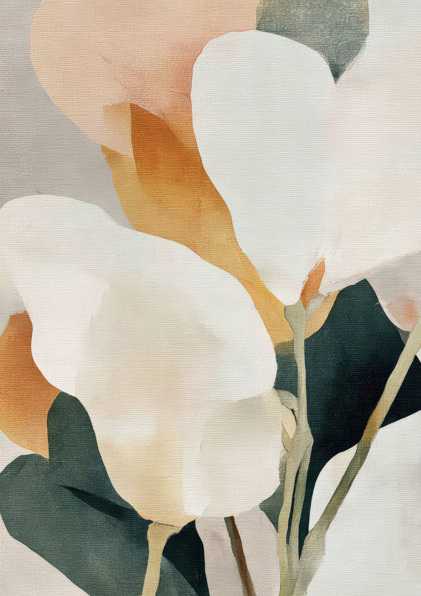 Abstract Blooms Print, Neutral Floral Wall Art