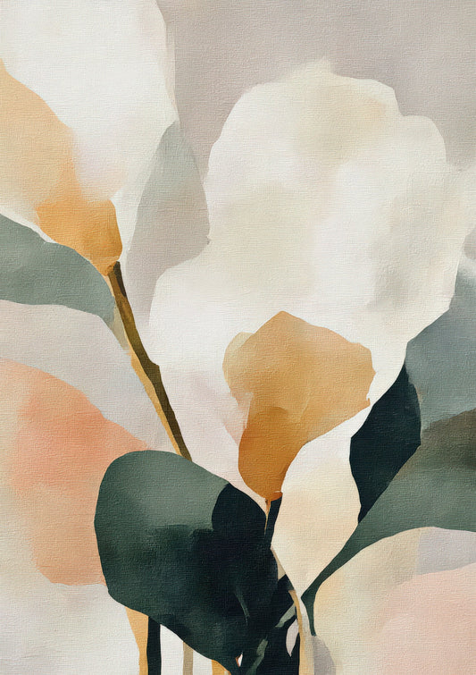 Petal Abstract Print, Neutral Floral Wall Art