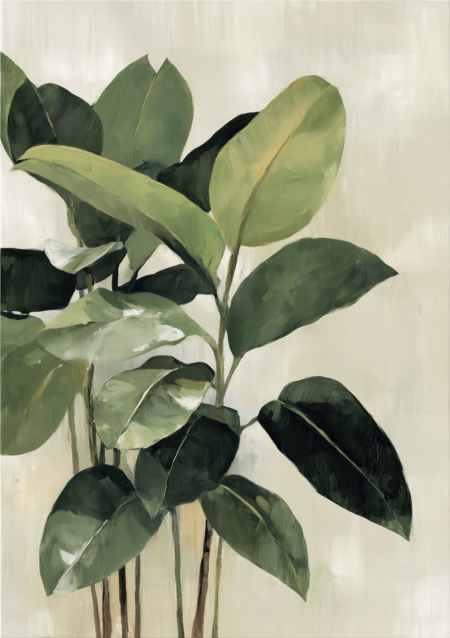 Leafy Plant Print, Green Botanical Wall Art